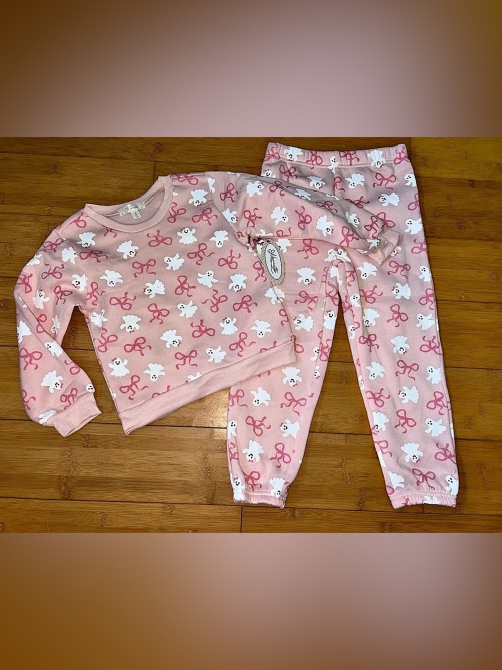 NWT Girl’s Size 5 Halloween Ghost & Bows Outfit - Sweatshirt Top & Joggers Pants
